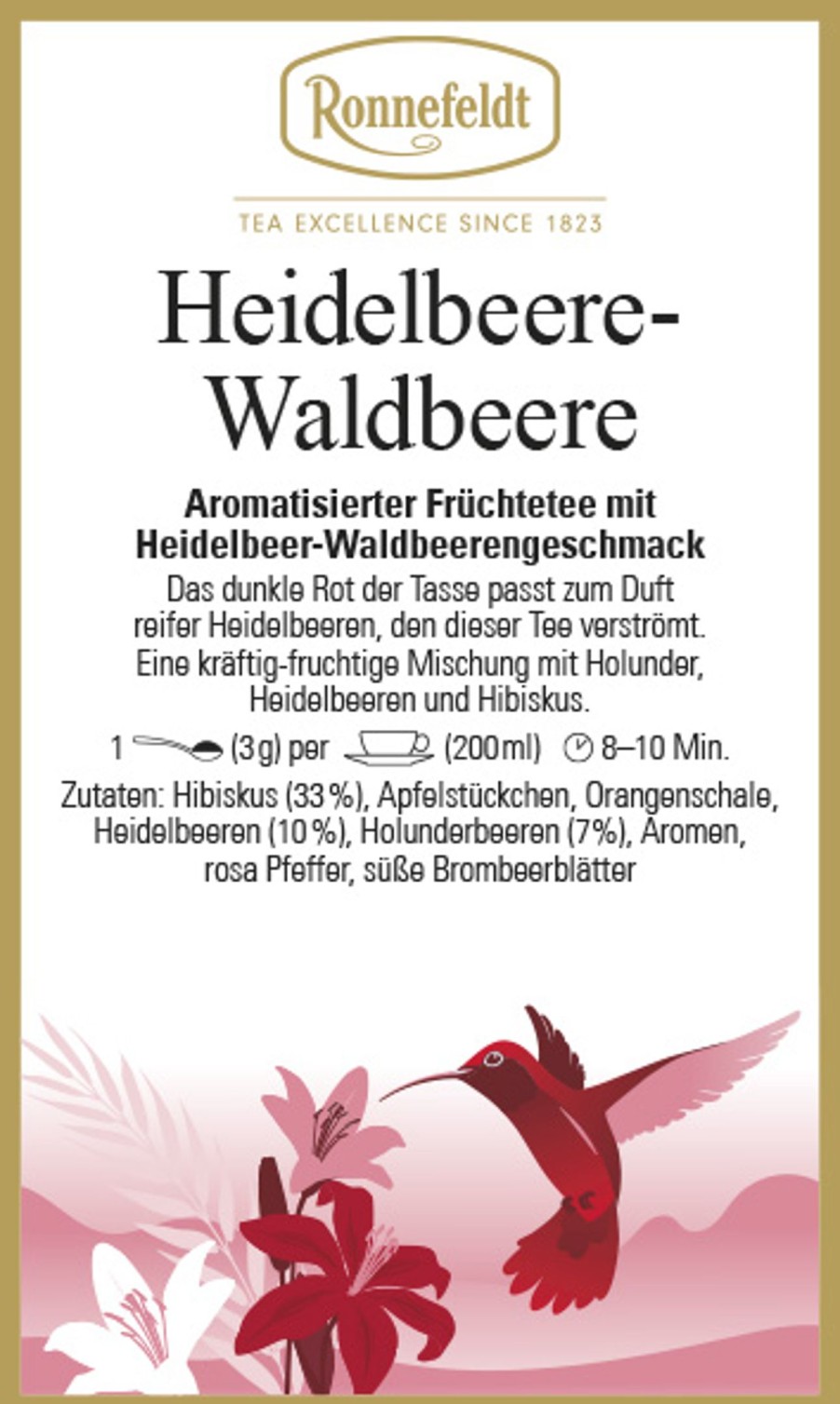 Tee teeblatt Klassischer Fruchtetee | Heidelbeere Waldbeere (Fruchtetee Von Ronnefeldt)