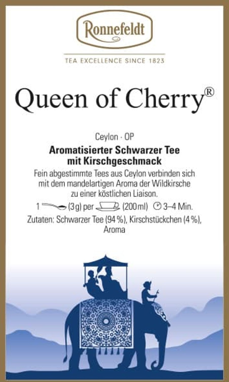 Tee teeblatt Schwarzer Tee Aromatisiert | Queen Of Cherry ® - Kirsche (Ronnefeldt Tee)