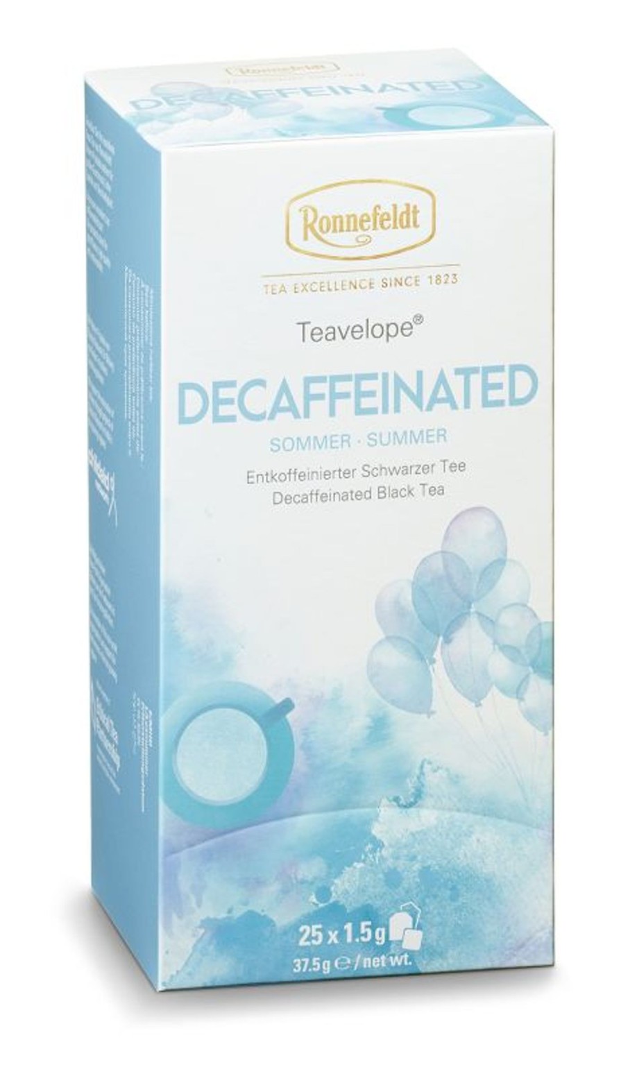 Tee teeblatt Klassischer Schwarzer Tee | Teavelope Schwarzer Tee Decaffeinated, 25X1,5G = 37,5G