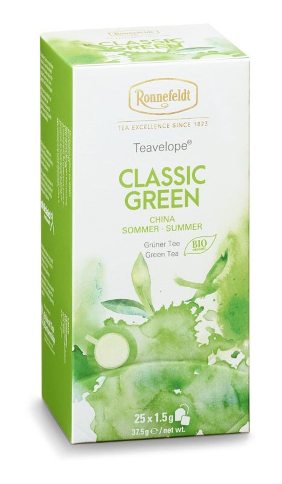 Tee teeblatt Klassischer Gruner Tee | Teavelope Gruner Tee Classic Green, Bio 25X1,5G = 37,5G