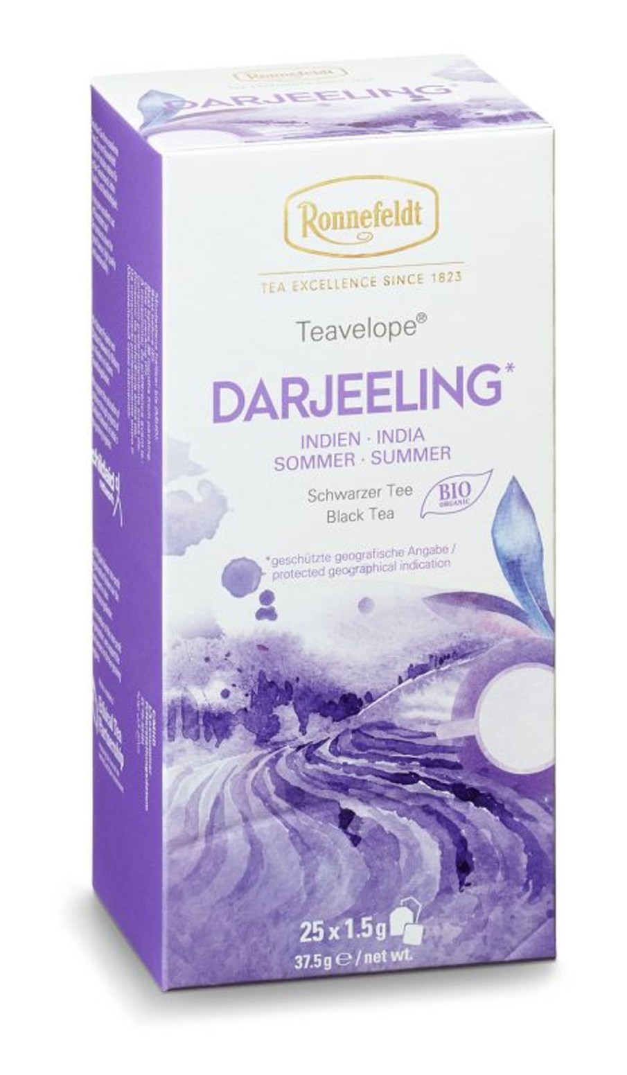 Tee teeblatt Klassischer Schwarzer Tee | Teavelope Schwarzer Tee Darjeeling, Bio, 25X1,5G = 37,5G